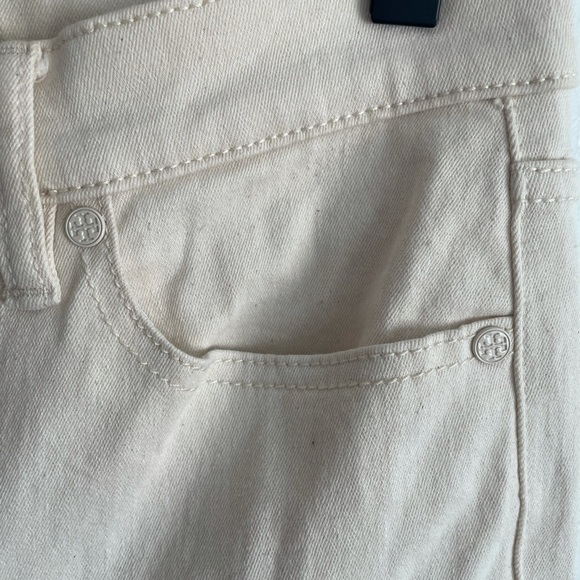 Tory Burch Lana Pom Pom cream embroidered jeans size 27 - Picture 8 of 10